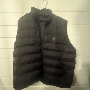 Black Quilted Heated Vest with Stand-Up Collar